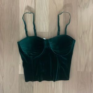 Superdown velvet emerald green corset top